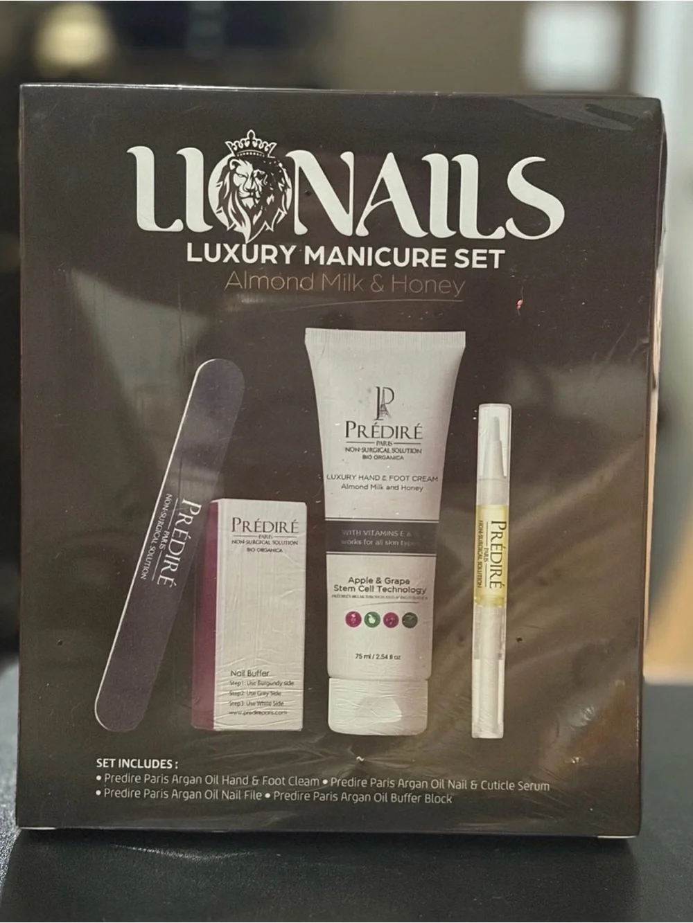 Lionails Luxury Manicure Set~Almond Milk and Honey 4-Piece Set Sealed Brand New